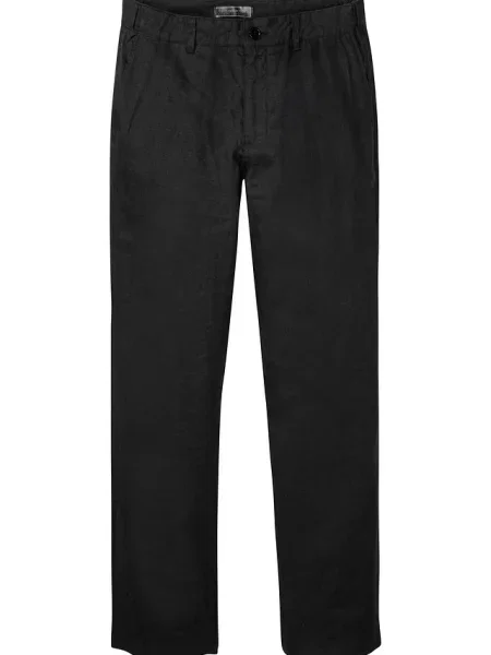 Spodnie chinosy z czystego lnu regular fit czarne