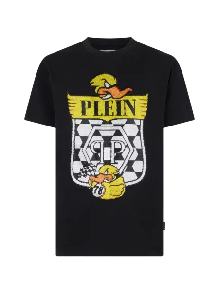 Tricou Philipp Plein în carouri din jerseu negru