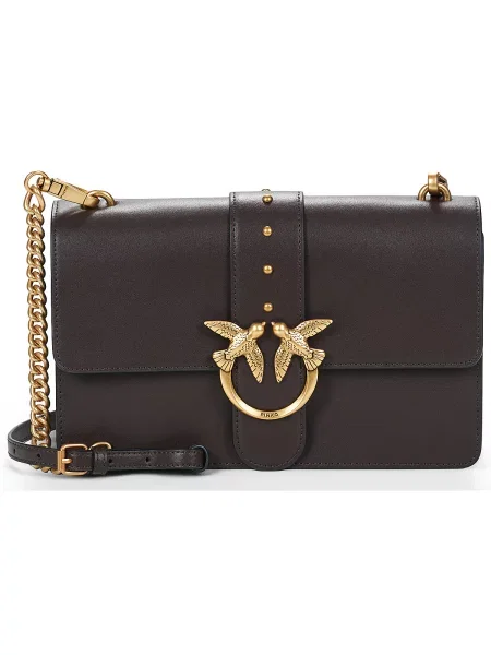 Pinko crossbody torbica usnjena rjava