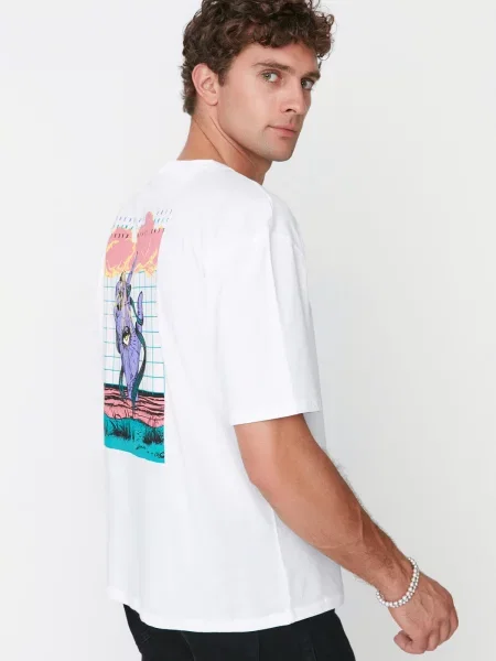 Tricou Trendyol cu imagine alb