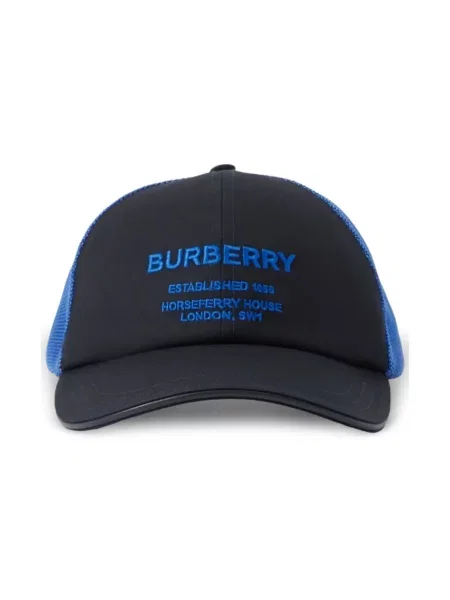 Czapka z daszkiem Burberry z siateczką z logo niebieska