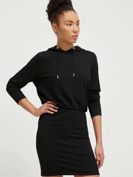 Рокля Dkny къса със стандартна кройка черно