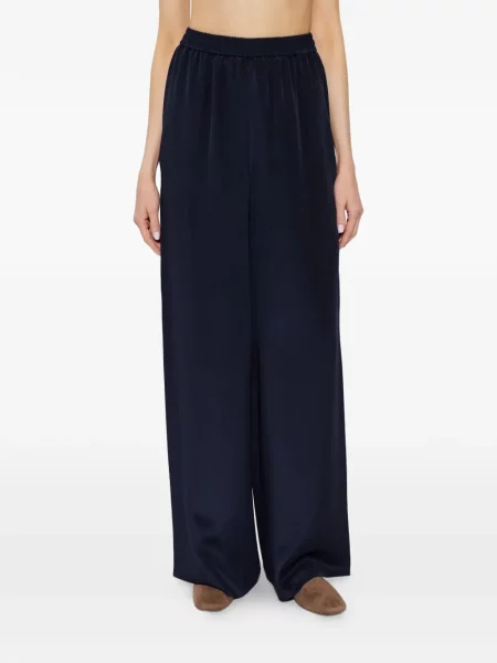 Pantaloni Max Mara de mătase albastru