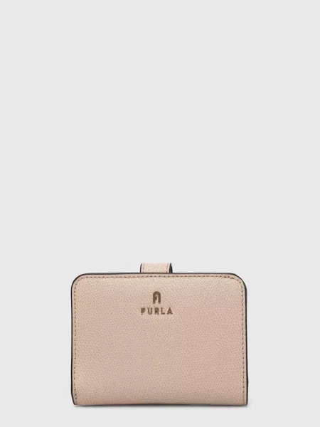 Кожен портфейл Furla дамски розово бежово