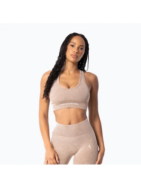 Carpatree Yasmine Безшевен тренировъчен сутиен с камъни бежов