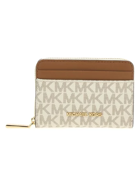 Mały portfel Michael Michael Kors skórzany beżowy
