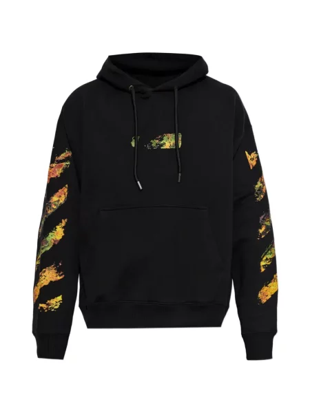 Hanorac cu glugă Off-white cu imagine cu cordon alb