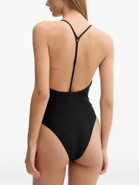 Cu centură slip de baie Nike din jacard cu dungi roz