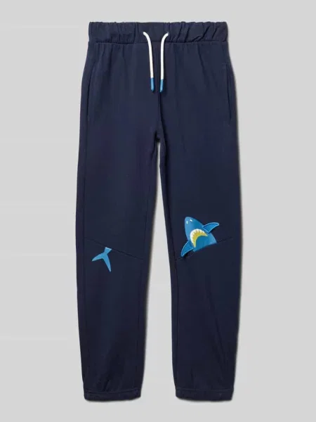 Spodnie dresowe o kroju regular fit z nadrukiem z motywem Blue Seven granatowe
