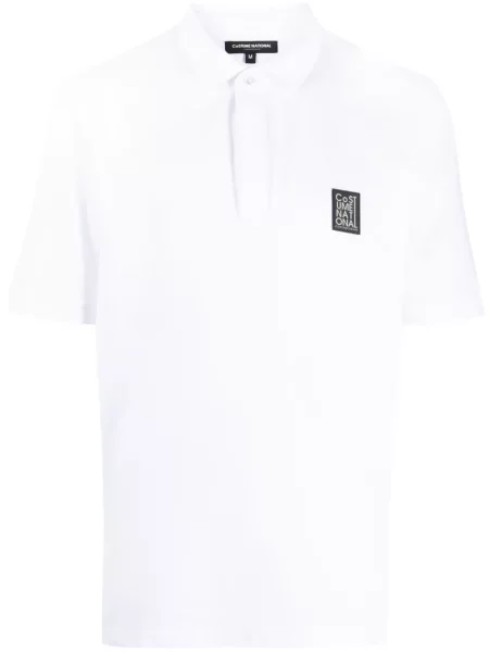 Tricou polo Costume National Contemporary cu autograf alb