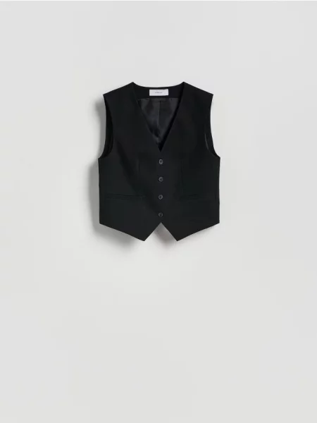 Reserved Garniturowa kamizelka z wiskozą czarny