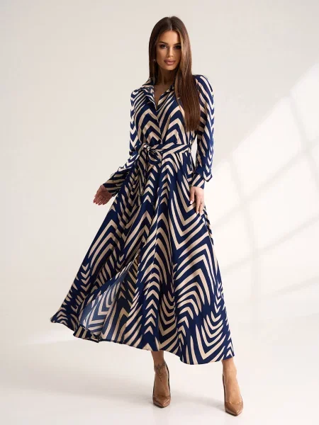 Сукня максі ISSA Plus темно-синій комбінований верх синя