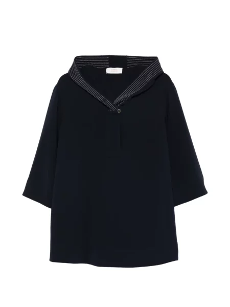 Bluză Marina Rinaldi cu dungi cu glugă albastru