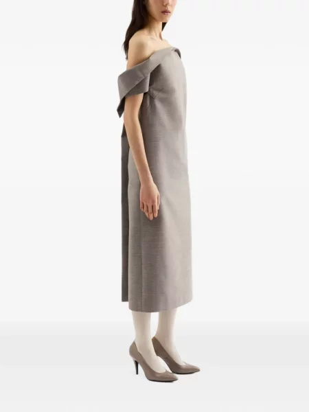 Rochie Jil Sander de lână cu umerii deschiși gri
