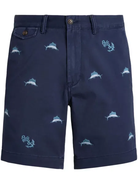 Φλοράλ παντελόνι Polo Ralph Lauren με κέντημα με λαιμόκοψη v μπλε