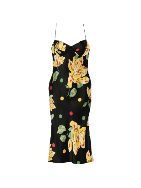 Rochie midi Awama cu model floral cu imagine negru