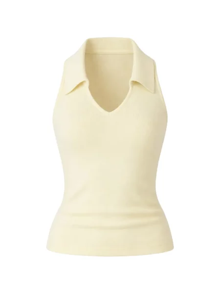 Dzianinowy kołnierzykowy top Reformation żółty