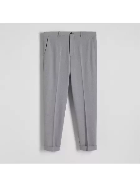 Reserved Elegantní kalhoty s příměsí viskózy světle šedá