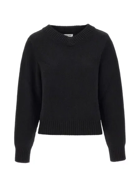 Pulover Soft Goat cu decolteu în V chunky negru
