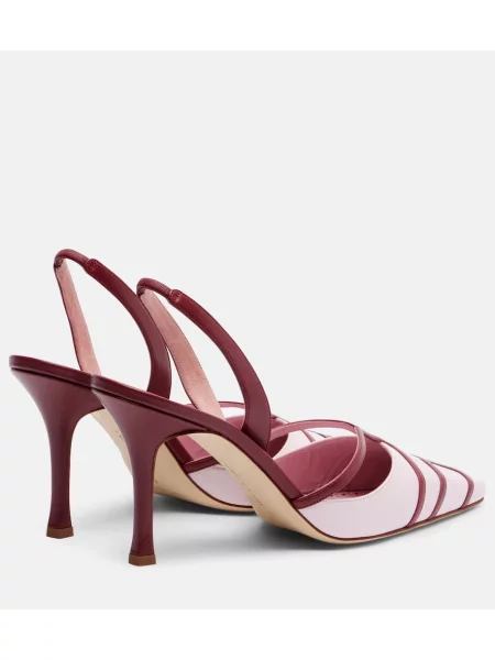 Pantofi cu toc Manolo Blahnik din piele slingback roz