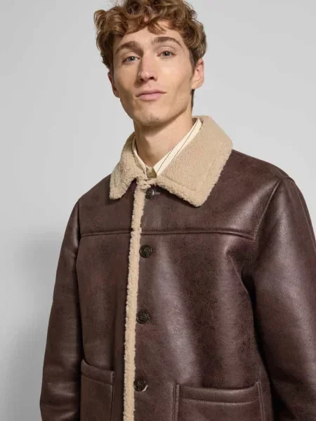 Kurtka ze skóry ekologicznej z listwą guzikową model CAMBRIDGE' Jack & Jones