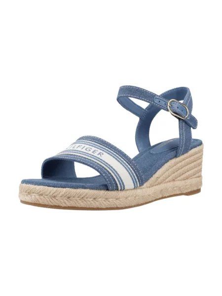 Tommy Hilfiger sandały na koturnie MID WEDGE ESPAD WEBBING niebieskie
