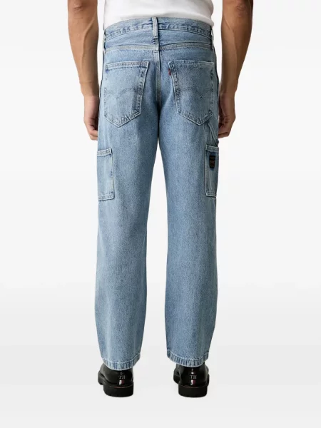 Pantaloni scurți din denim Levi's® din dantelă zdrențuiți cu talie înaltă albastru