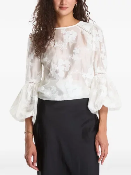 Bluză Guess cu broderie cu model floral alb