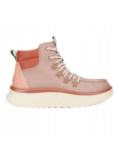 HEYDUDE Botki Wendy Peak Apres Coated Twill czerwone