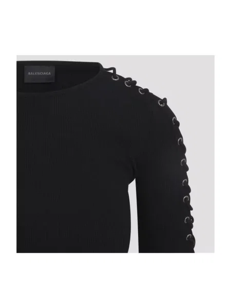 Lniana sukienka Balenciaga czarna