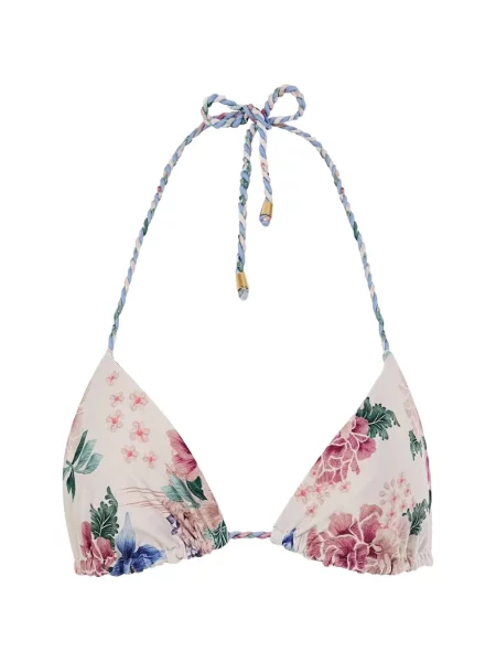 Top Agua Bendita cu model floral cu imagine țesut alb