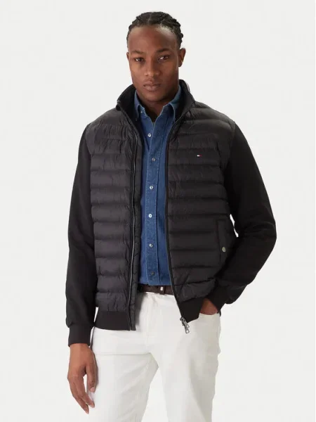 Prechodná bunda Tommy Hilfiger so stojačikom čierna