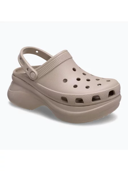 Классические сабо Crocs на платформе бежевые