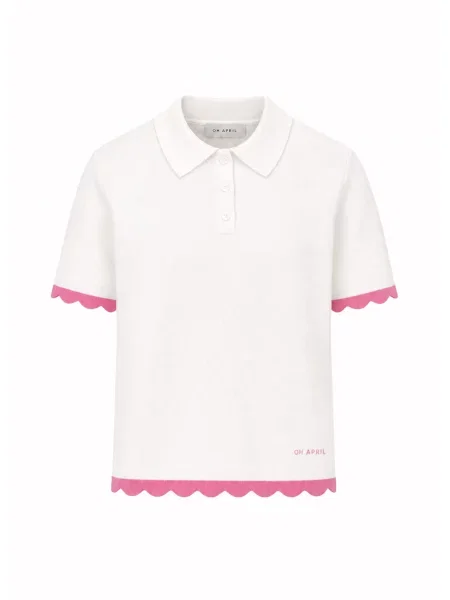 OH APRIL Tricou Dalia roz deschis alb