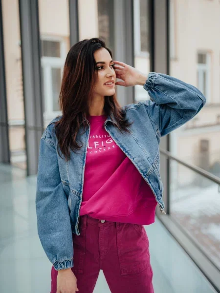 Geacă Tommy Hilfiger roz