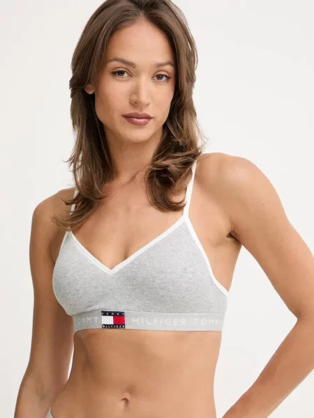 Tommy Hilfiger braletka s bavlnou šedá