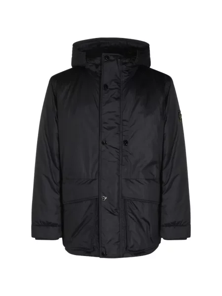 Geacă Stone Island cu glugă cu strasuri albastru