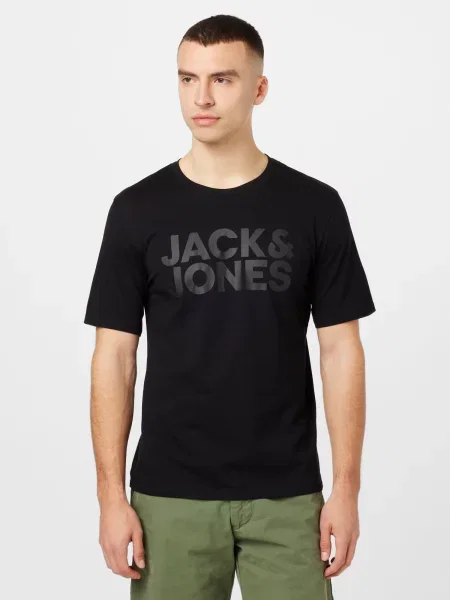 JACK & JONES Tricou gri închis negru