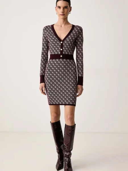 Guess Rochie tricotată Vișiniu