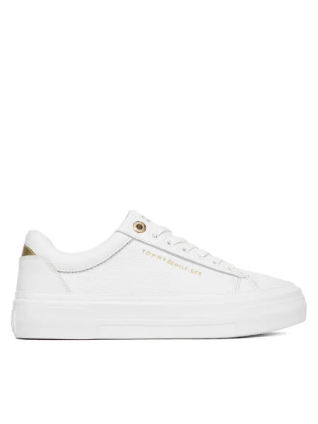 Sneakers Tommy Hilfiger Th Foxing Platform Leather alb