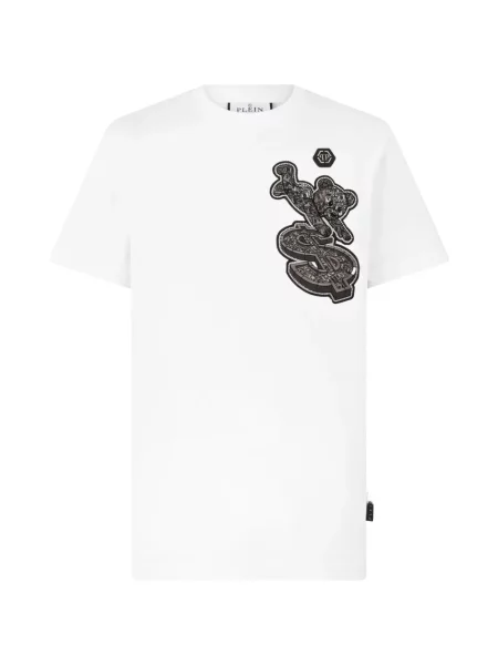 Ursuleț de pluș tricou Philipp Plein cu tepi alb