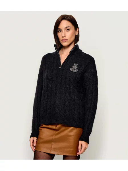 Pulover Lauren Ralph Lauren de lână cu guler înalt negru