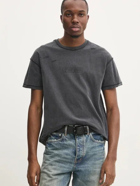 Тениска PURPLE BRAND TEXTURED INSIDE OUT TEE с принт сиво