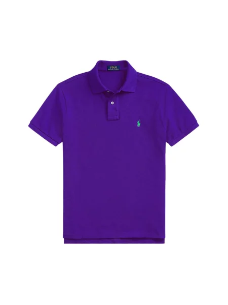 Haftowana krótka koszulka polo Polo Ralph Lauren fioletowa
