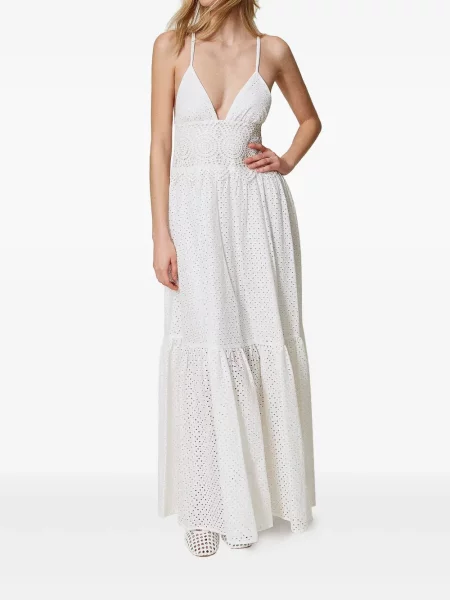 Rochie Twinset cu broderie de costum alb
