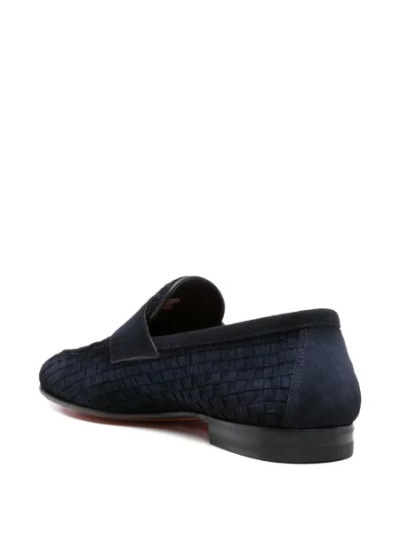 Pantofi loafer Santoni din piele cu bretele albastru