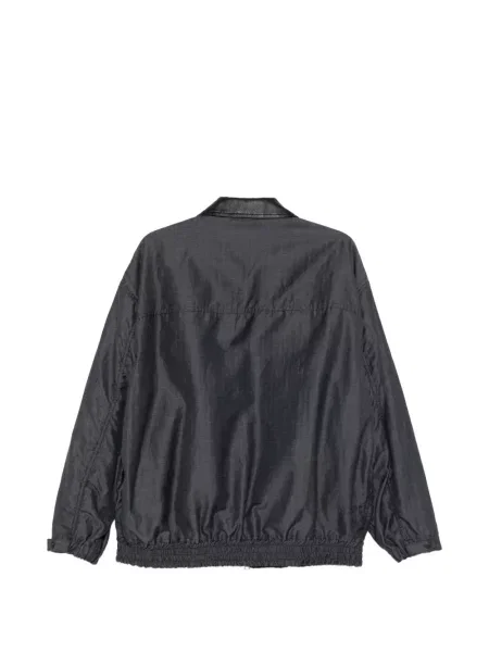 Με κολάρο δερμάτινο μπουφάν Comme Des Garçons Homme με μοτίβο ψαροκόκαλο μπλε