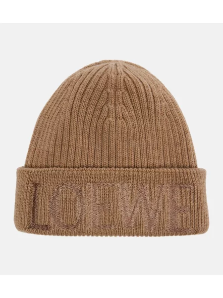 Căciulă Loewe cu broderie de lână bej