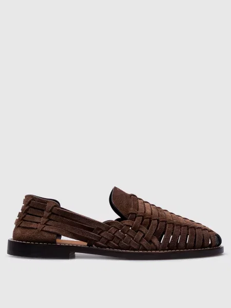 Коричшневі замшеві лофери з плетінням Brunello Cucinelli коричневі