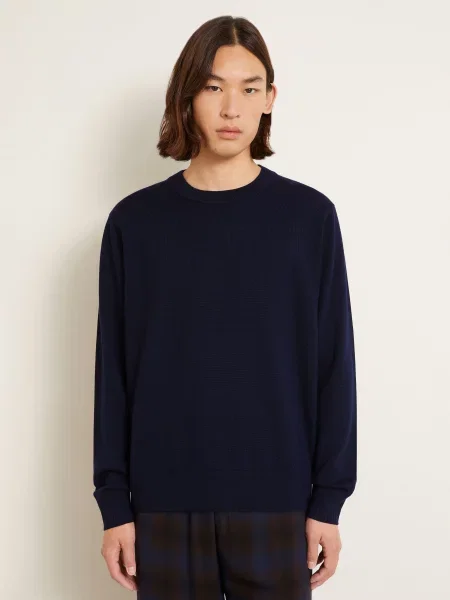 Dries Van Noten Sweter blau granatowy